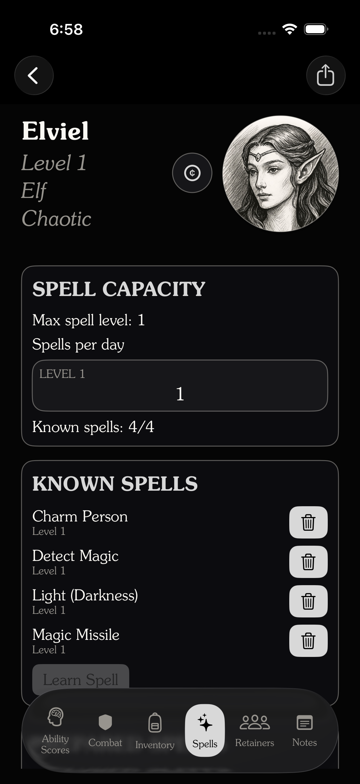 Spell tracking
